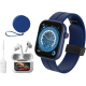 Aiwa Smart Watch Tech Bundle with Earbuds and Bluetooth Transmitter - Blue