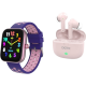 DGTEC Smart Watch with Wireless Earbuds (Pink)