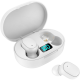 Laser TWS Earphones with LED Battery Indicator - White