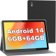 BYYBUO Android 14 Tablet,10.1 inch Tablet with Case, 6GB RAM 64GB ROM Quad-Core Processor 5000mAh Battery, 1280x800 IPS FHD Touchscreen 5MP+8MP Camera, Bluetooth,WiFi,Metal Body
