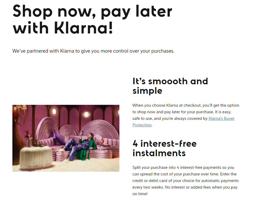 Buy Today Pay Later with Klarna
